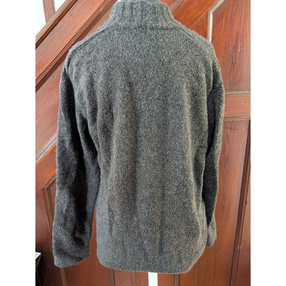 Garnet Hill Gray Wool Button-Up Pullover Sweater Medium - Picture 3 of 6